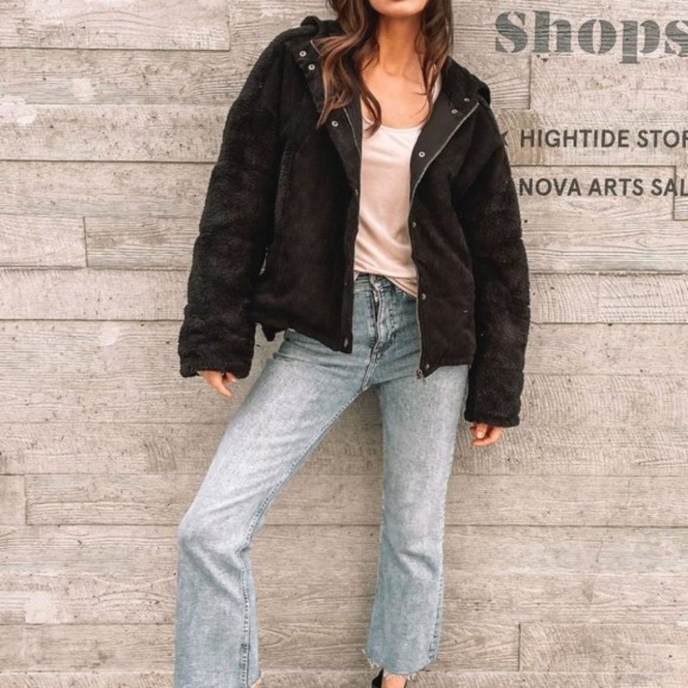 SOFT COZY WOMENS FAUX FUR HOODIE JACKET / COAT - Picture 7 of 9